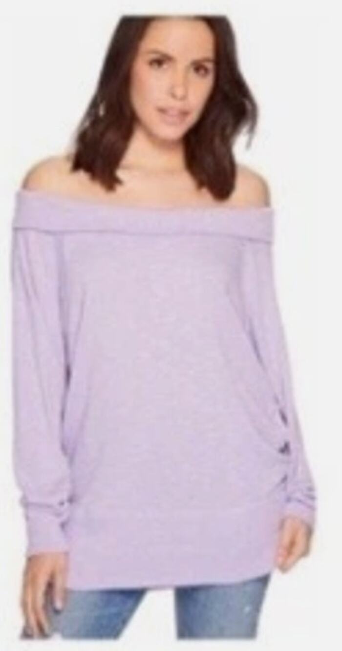 We the Free Women Small Lilac Off the Shoulder Thermal Lightweight Sweater